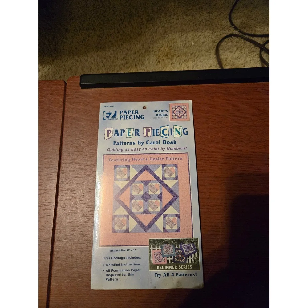 EZ Quilting Paper Piecing Heart's Desire‎ Quilt Pattern Carol Doak 1998 Beginner
